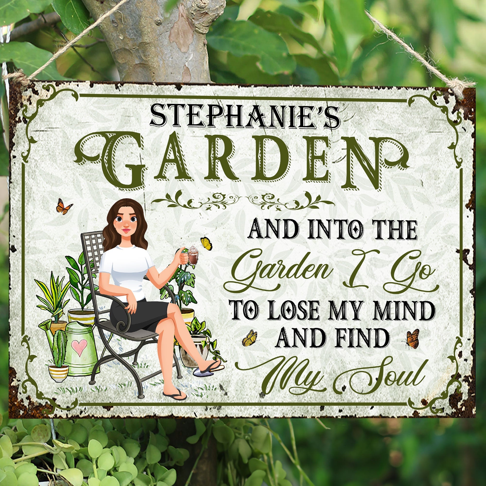 Into The Garden I Go Personalized Metal Sign_1_47a74a2f a72e 4bbd ba17 cef3b8a38386