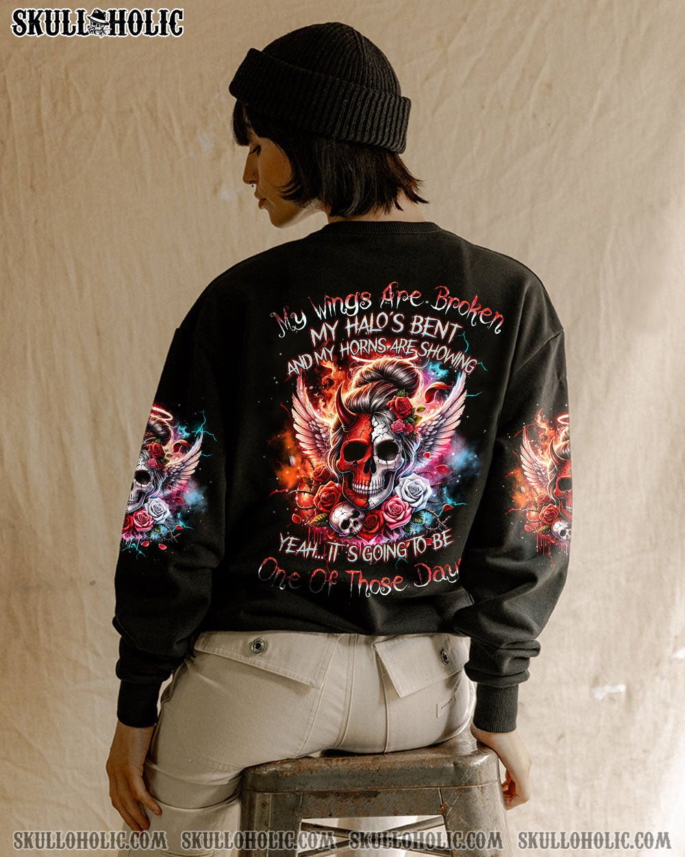 It_E2_80_99s Going To be One of Those Days Angel Devil Skull Gothic Graphic AOP Shirts _1_ a8qsD