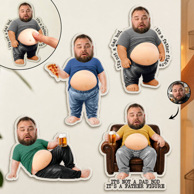 Custom Photo Poke Dad Bod Belly - Personalized Squishy Acrylic Fridge Magnet - Gift For Dad