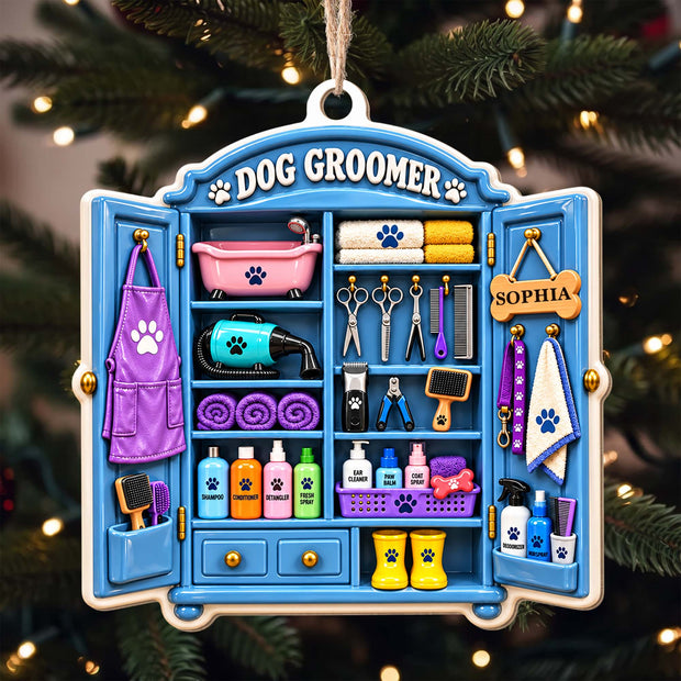 Dog Groomer - Personalized Wood Ornament - Gift For Her