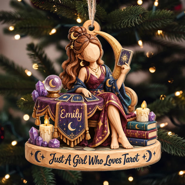 Just A Girl Who Loves Tarot - Personalized Wood Ornament - Gift For Her