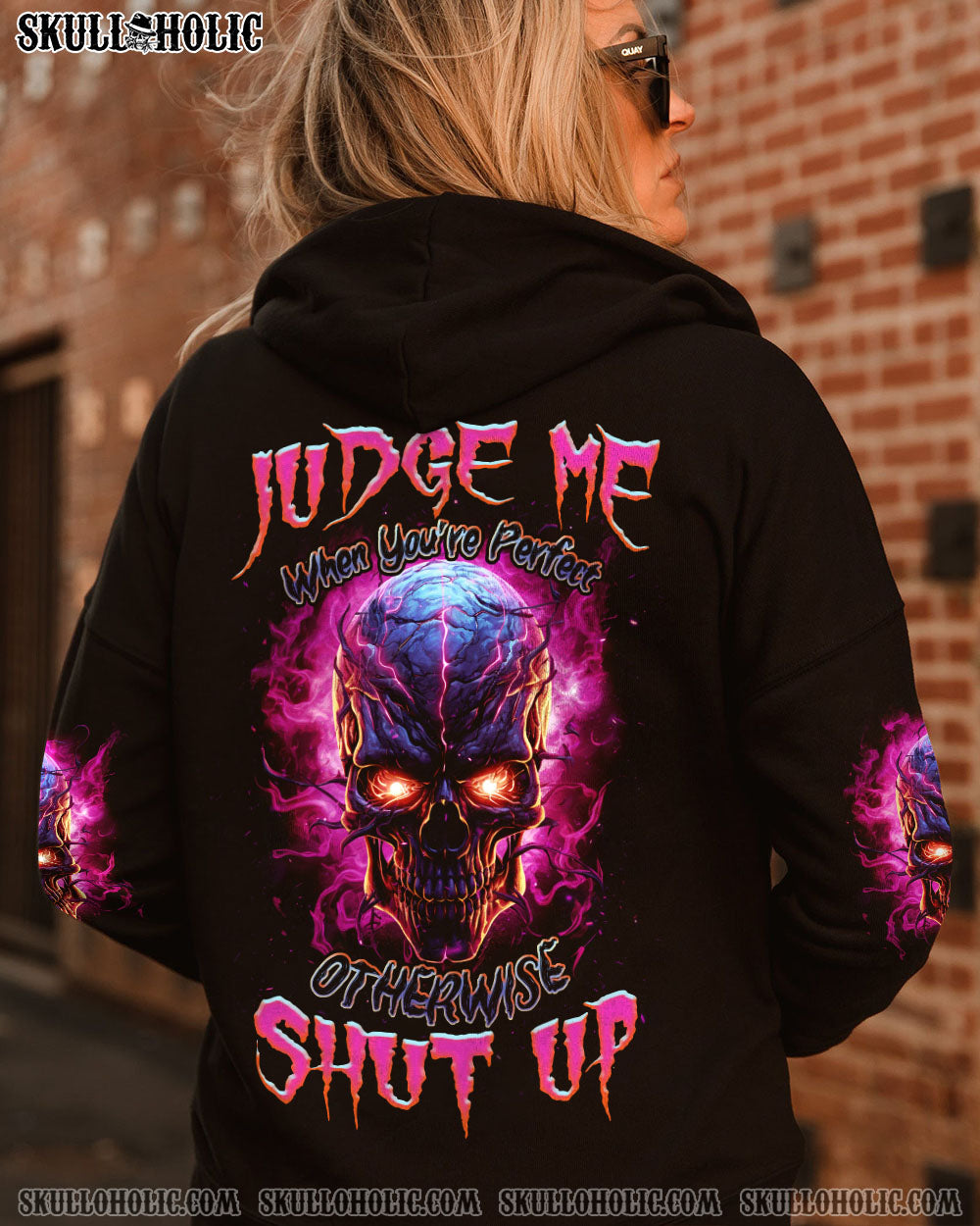 Judge Me When You_E2_80_99re Perfect Shut Up Skull Flames _26 Attitude Gothic Graphic AOP Shirts _13_ xGlqa