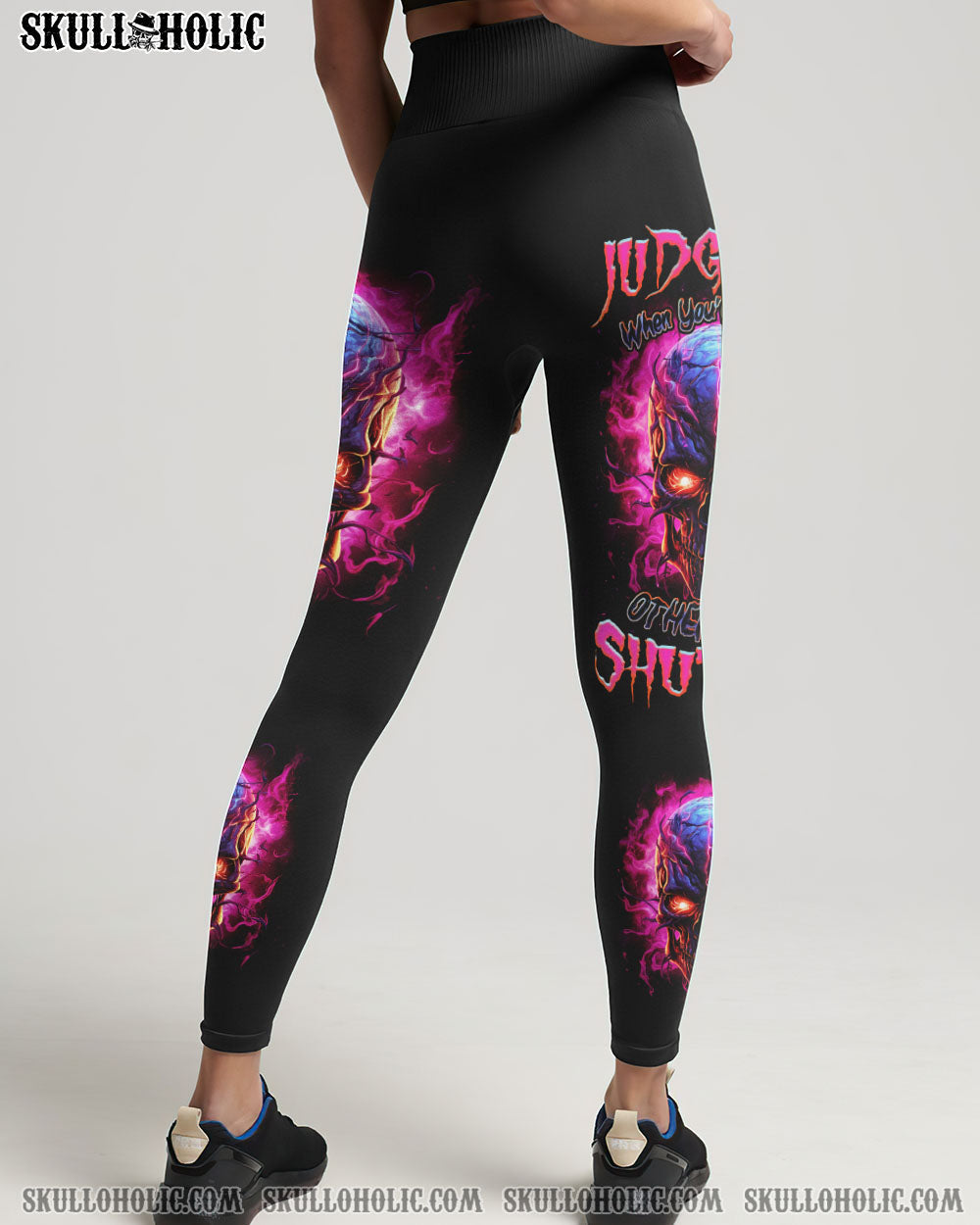 Judge Me When You_E2_80_99re Perfect Shut Up Skull Flames _26 Attitude Gothic Graphic AOP Shirts _3_ Fd886