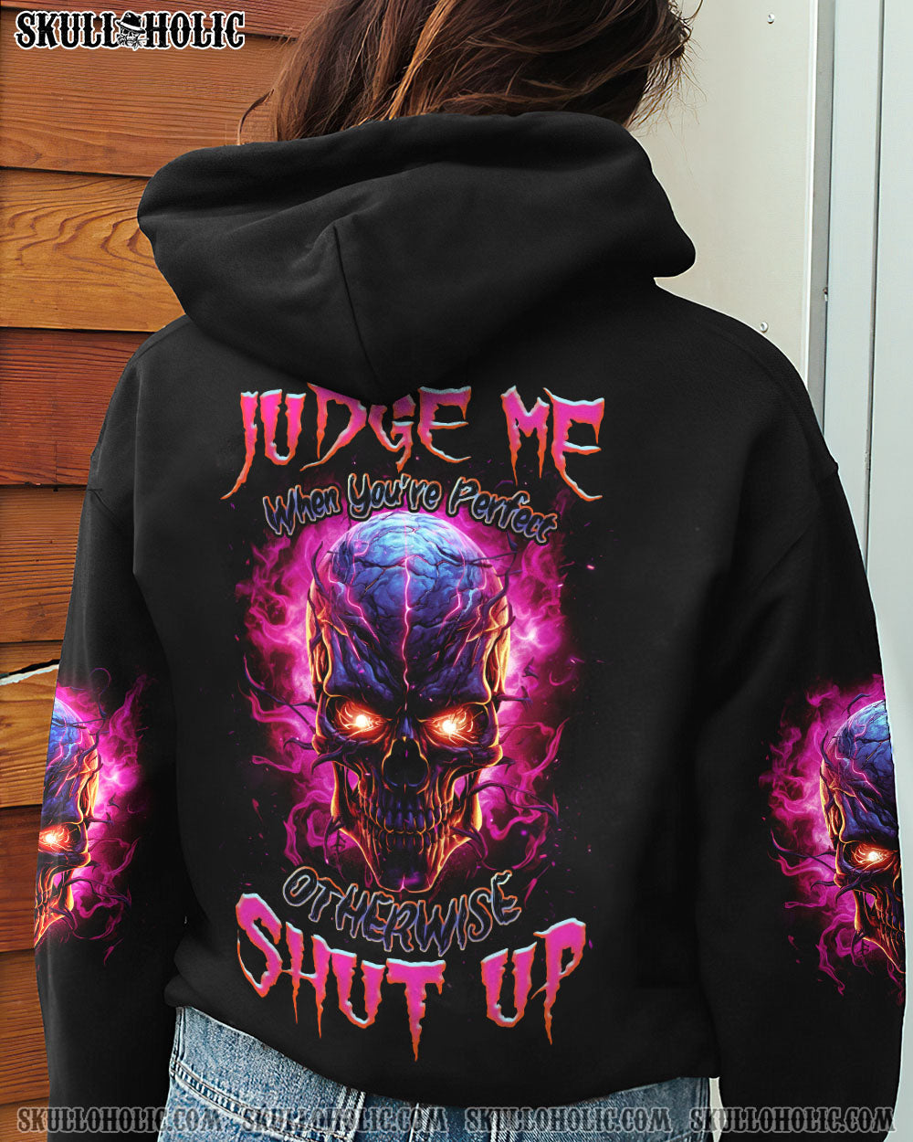 Judge Me When You_E2_80_99re Perfect Shut Up Skull Flames _26 Attitude Gothic Graphic AOP Shirts _9_ S0QeL