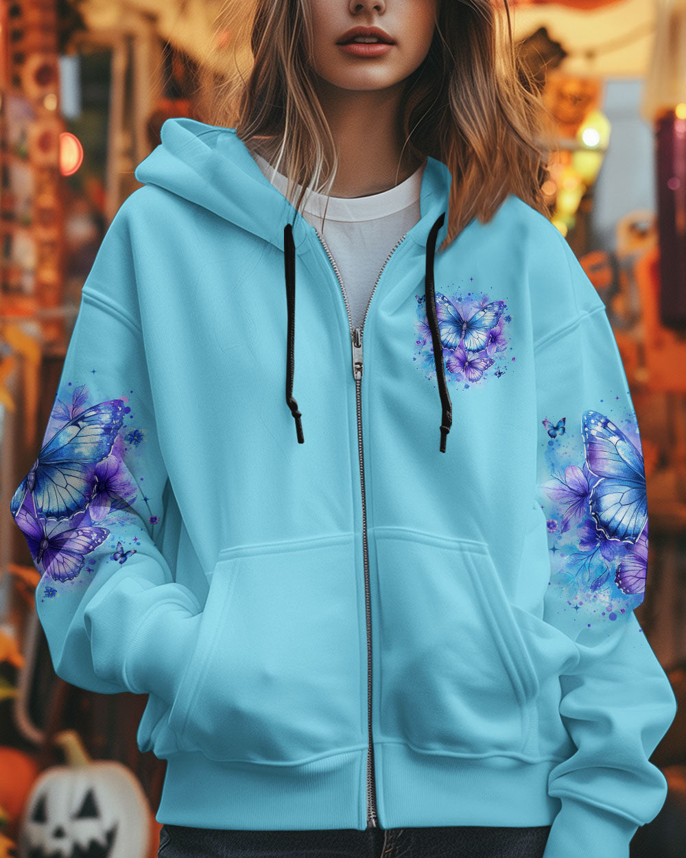 Just Breathe Everything Is Going To Be Okay Blue Butterfly Graphic AOP Shirts _10_ oUlxk