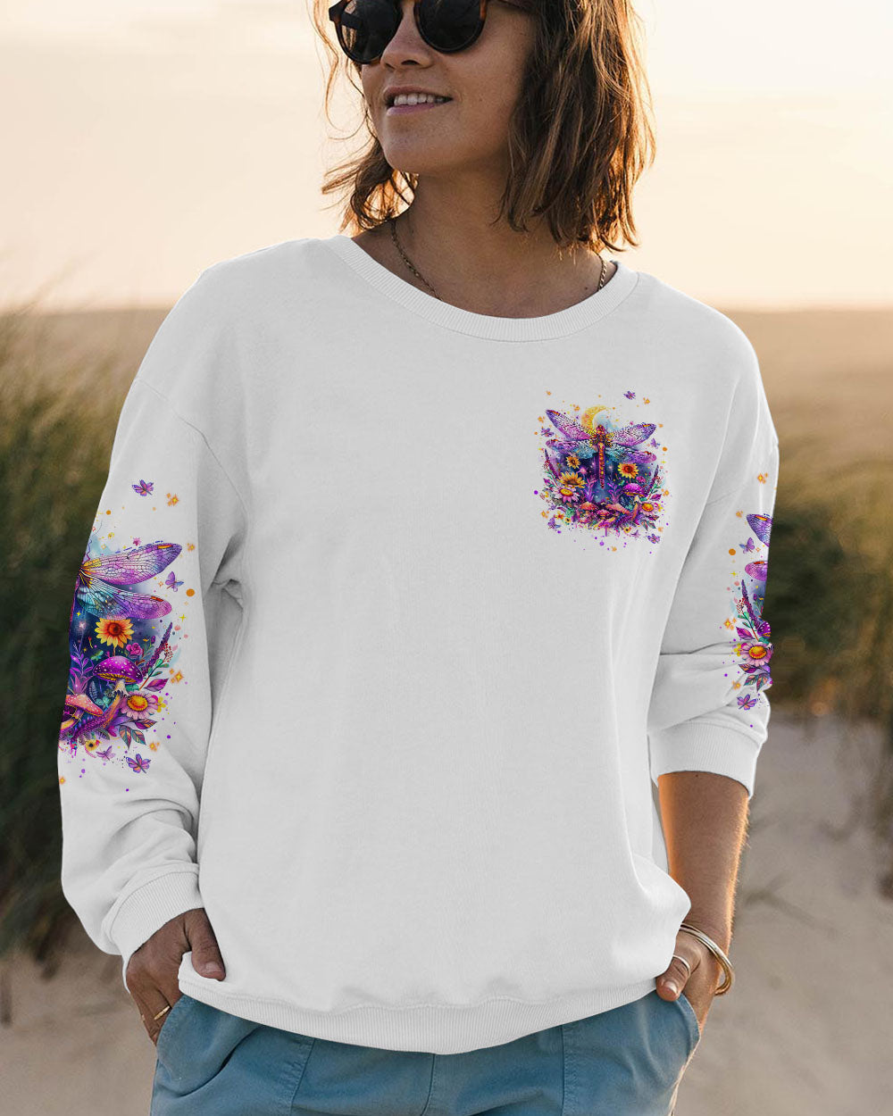 Just Breathe Everything Is Going To Be Okay Colorful Dragonfly Floral AOP Shirts _2_ 2uOXq