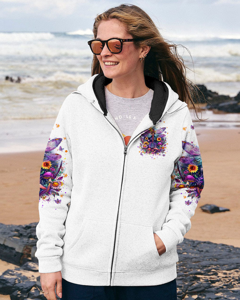 Just Breathe Everything Is Going To Be Okay Colorful Dragonfly Floral AOP Shirts _4_ gq0eR