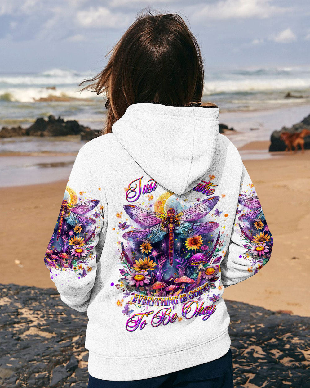 Just Breathe Everything Is Going To Be Okay Colorful Dragonfly Floral AOP Shirts _9_ ZksEr
