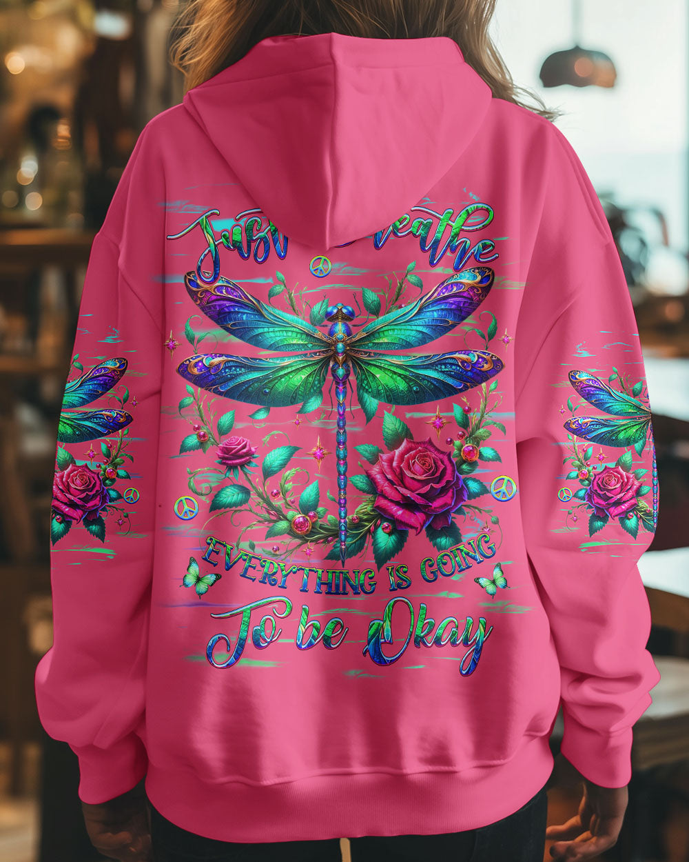 Just Breathe Everything Is Going To Be Okay Dragonfly Floral AOP Shirts _11_ NydSs