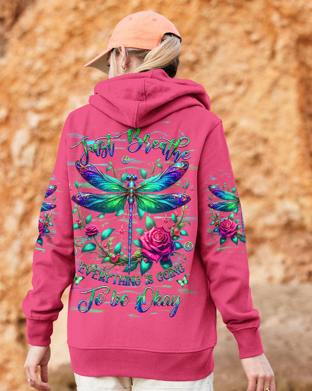 Just Breathe Everything Is Going To Be Okay Dragonfly Floral AOP Shirts _12_ x2ebI