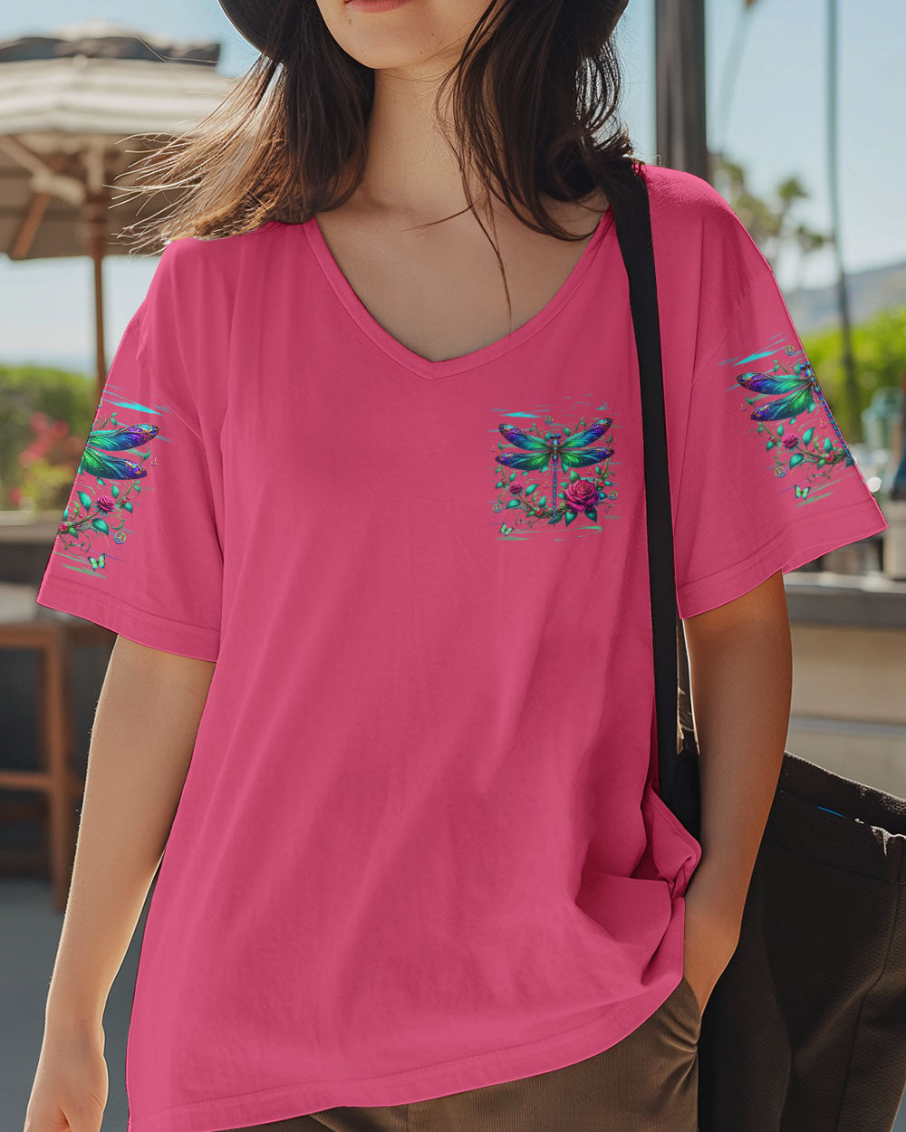 Just Breathe Everything Is Going To Be Okay Dragonfly Floral AOP Shirts _2_ wqbNp