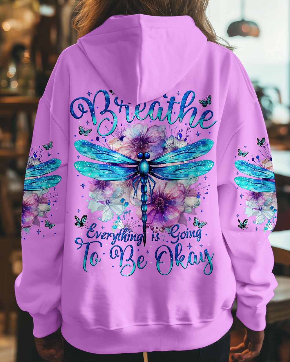 Just Breathe Everything Is Going To Be Okay Dragonfly and Floral Design AOP Shirts _7_ gMFMC