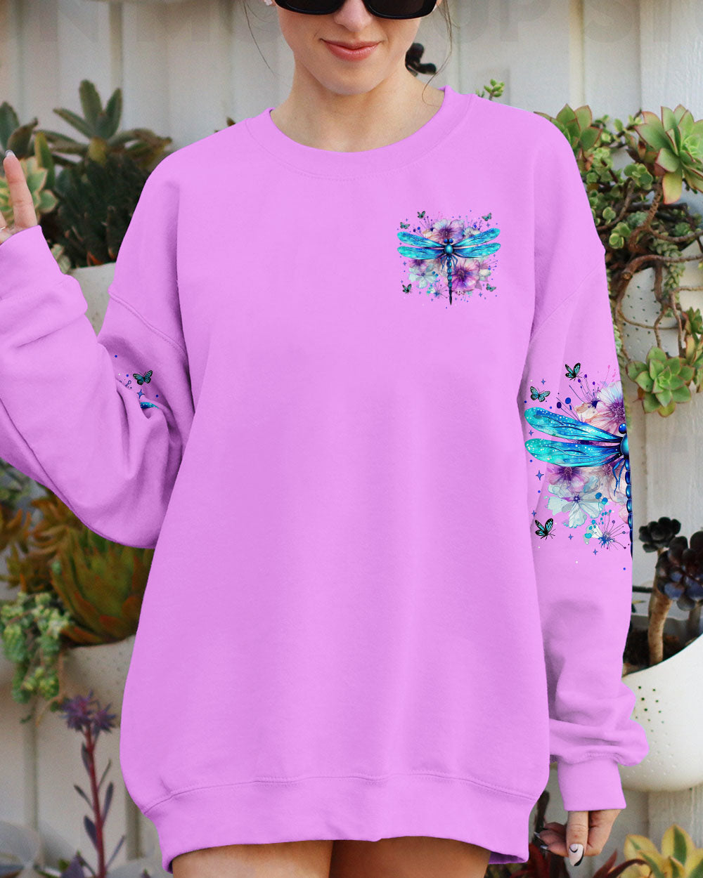 Just Breathe Everything Is Going To Be Okay Dragonfly and Floral Design AOP Shirts _8_ 5M9dP