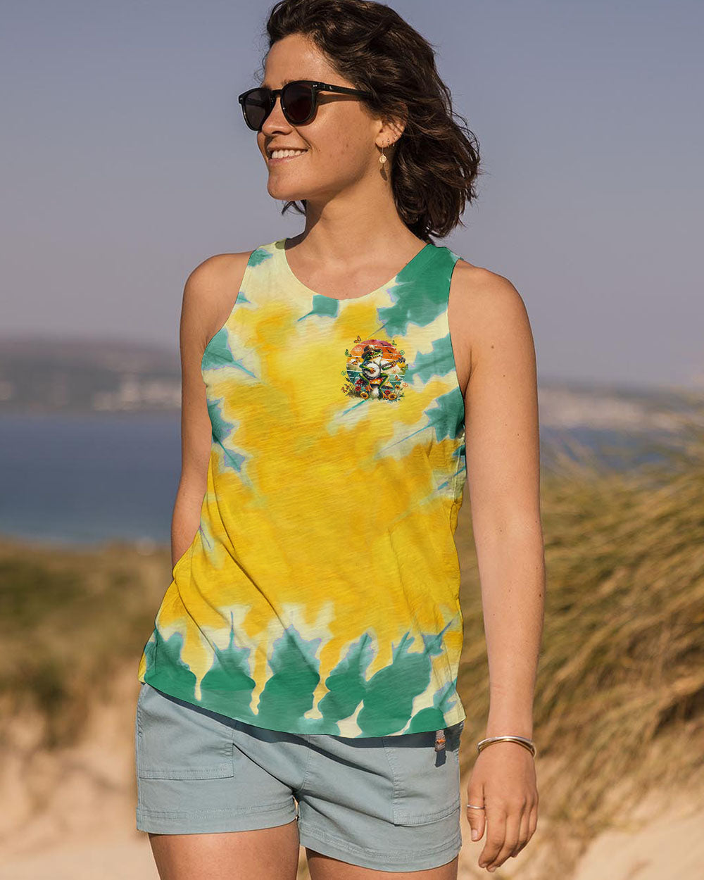 Just Breathe Everything Is Going To Be Okay Frog Playing Guitar Hippie AOP Shirts _10_ vb62s