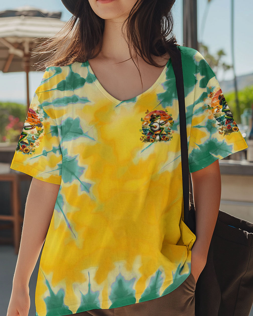 Just Breathe Everything Is Going To Be Okay Frog Playing Guitar Hippie AOP Shirts _2_ VckEt