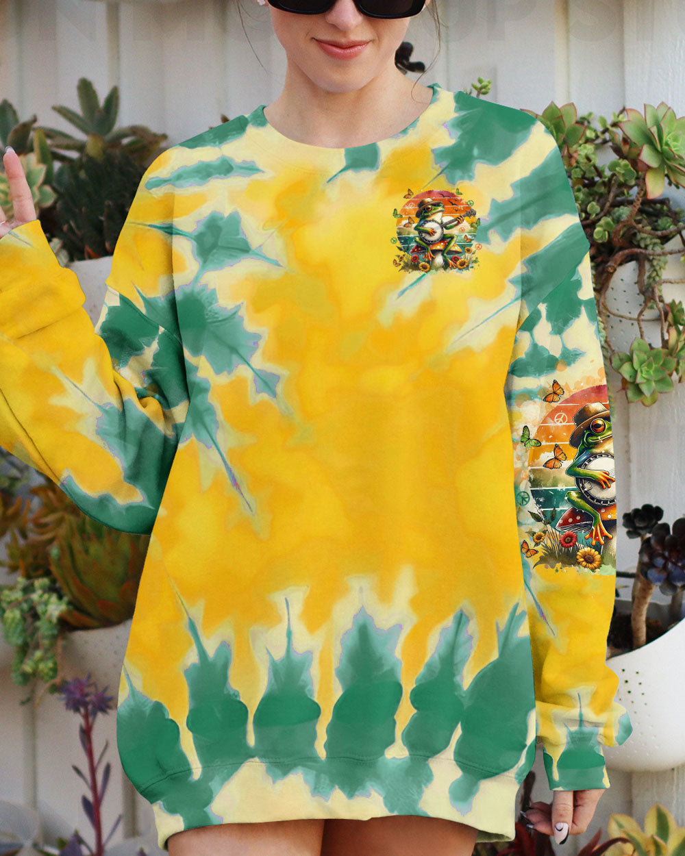 Just Breathe Everything Is Going To Be Okay Frog Playing Guitar Hippie AOP Shirts _6_ DBlIh