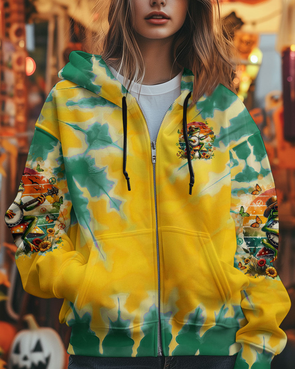 Just Breathe Everything Is Going To Be Okay Frog Playing Guitar Hippie AOP Shirts _8_ AQ0gI