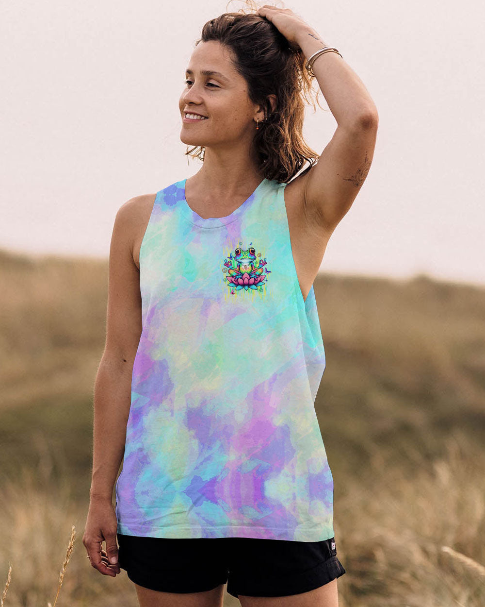 Just Breathe Everything Is Going To Be Okay Frog Tie Dye Yoga Hippie AOP Shirts _10_ 85ZOm