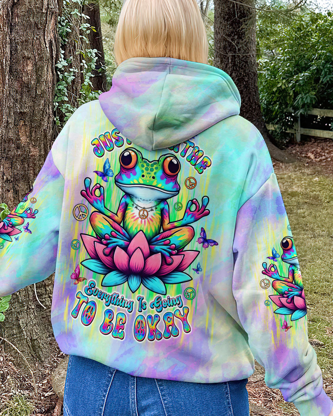 Just Breathe Everything Is Going To Be Okay Frog Tie Dye Yoga Hippie AOP Shirts _12_ aimEU