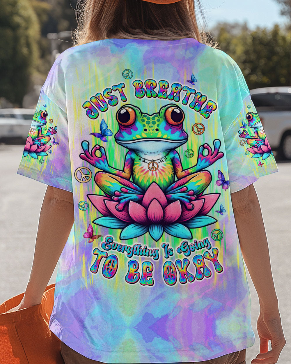Just Breathe Everything Is Going To Be Okay Frog Tie Dye Yoga Hippie AOP Shirts _3_ KqkSP