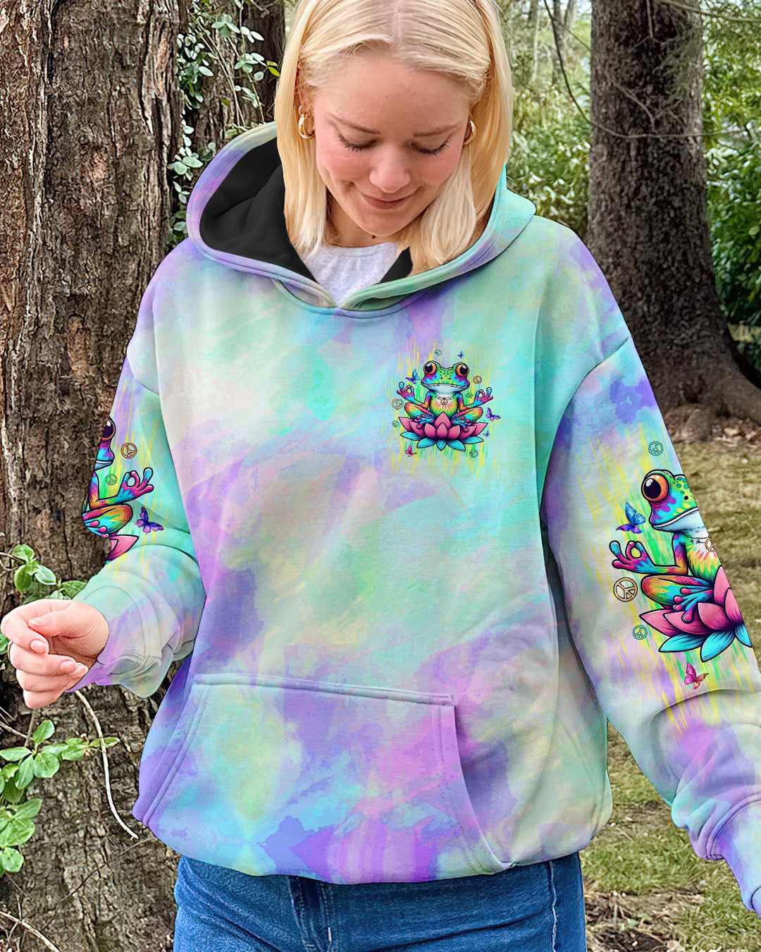 Just Breathe Everything Is Going To Be Okay Frog Tie Dye Yoga Hippie AOP Shirts _4_ 4nhDl