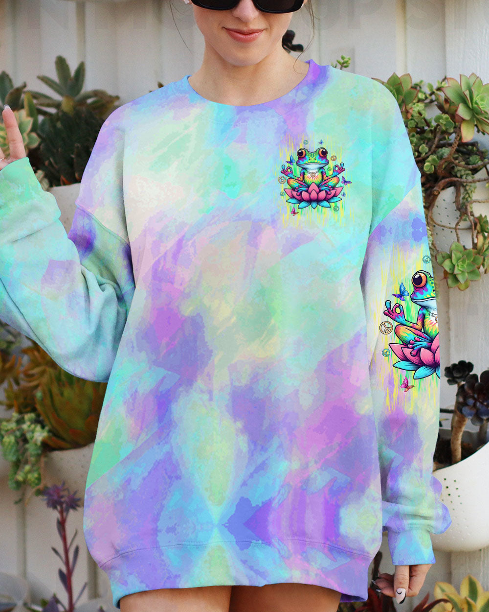 Just Breathe Everything Is Going To Be Okay Frog Tie Dye Yoga Hippie AOP Shirts _6_ Hd4Cx