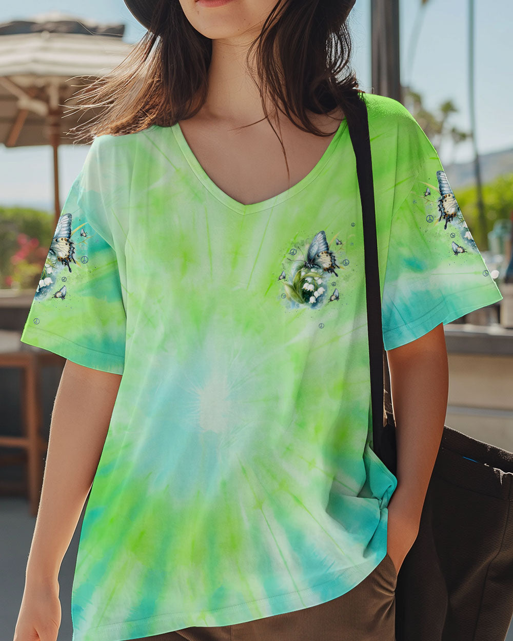 Just Breathe Everything Is Going To Be Okay Green Tie Dye Butterfly Flower AOP Shirts _12_ 7rN15
