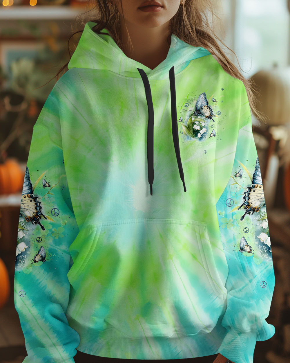 Just Breathe Everything Is Going To Be Okay Green Tie Dye Butterfly Flower AOP Shirts _14_ QvX9o