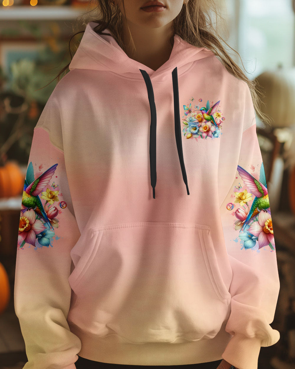 Just Breathe Everything Is Going To Be Okay Hummingbird Floral Pastel AOP Shirts _4_ M2L7K