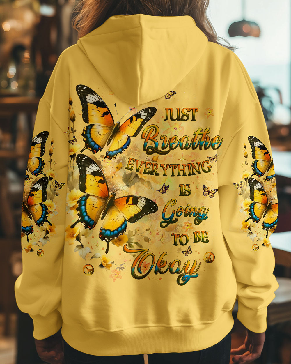 Just Breathe Everything Is Going To Be Okay Inspirational Butterfly AOP Shirts _12_ vucT6