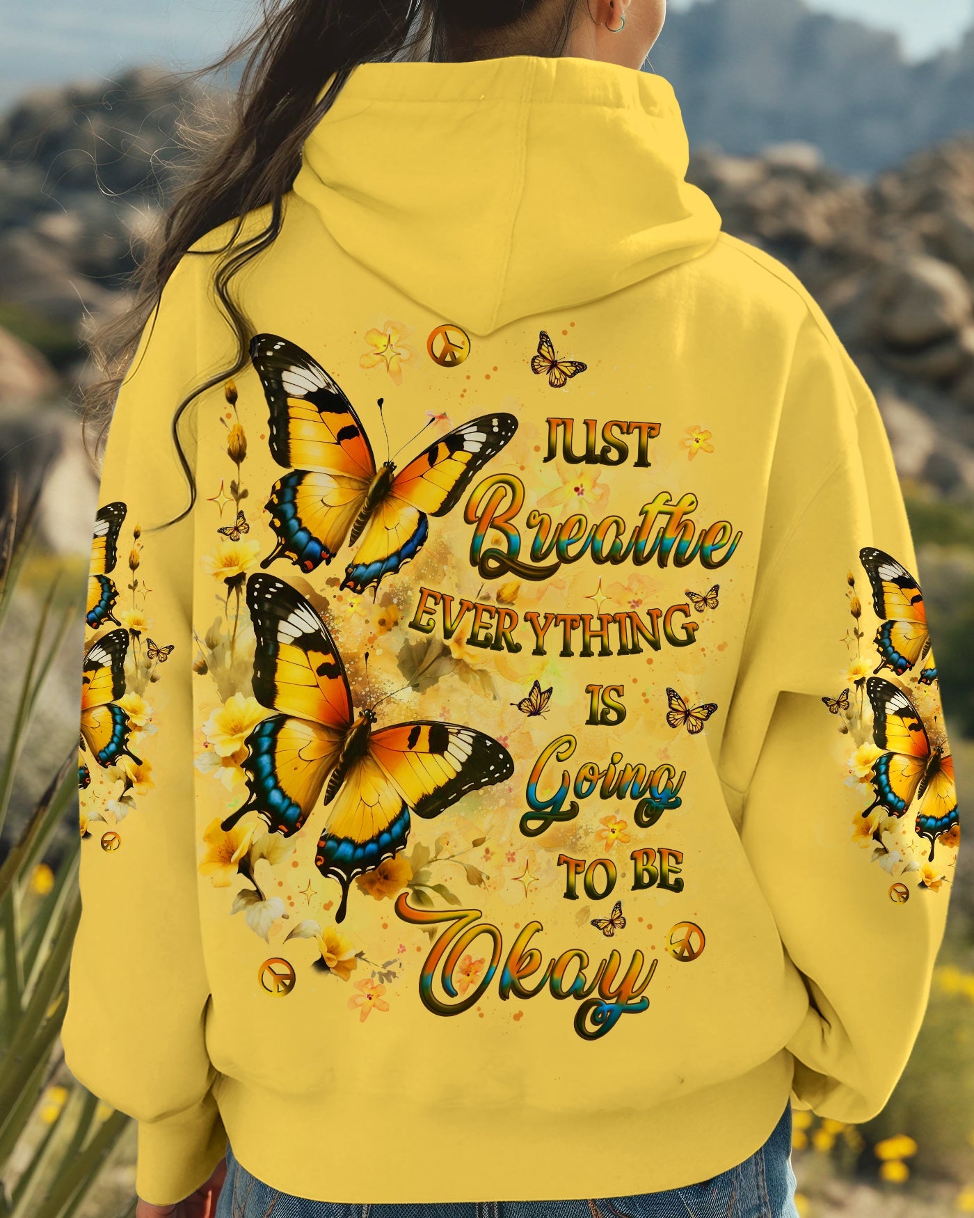 Just Breathe Everything Is Going To Be Okay Inspirational Butterfly AOP Shirts _5_ Xgoxf