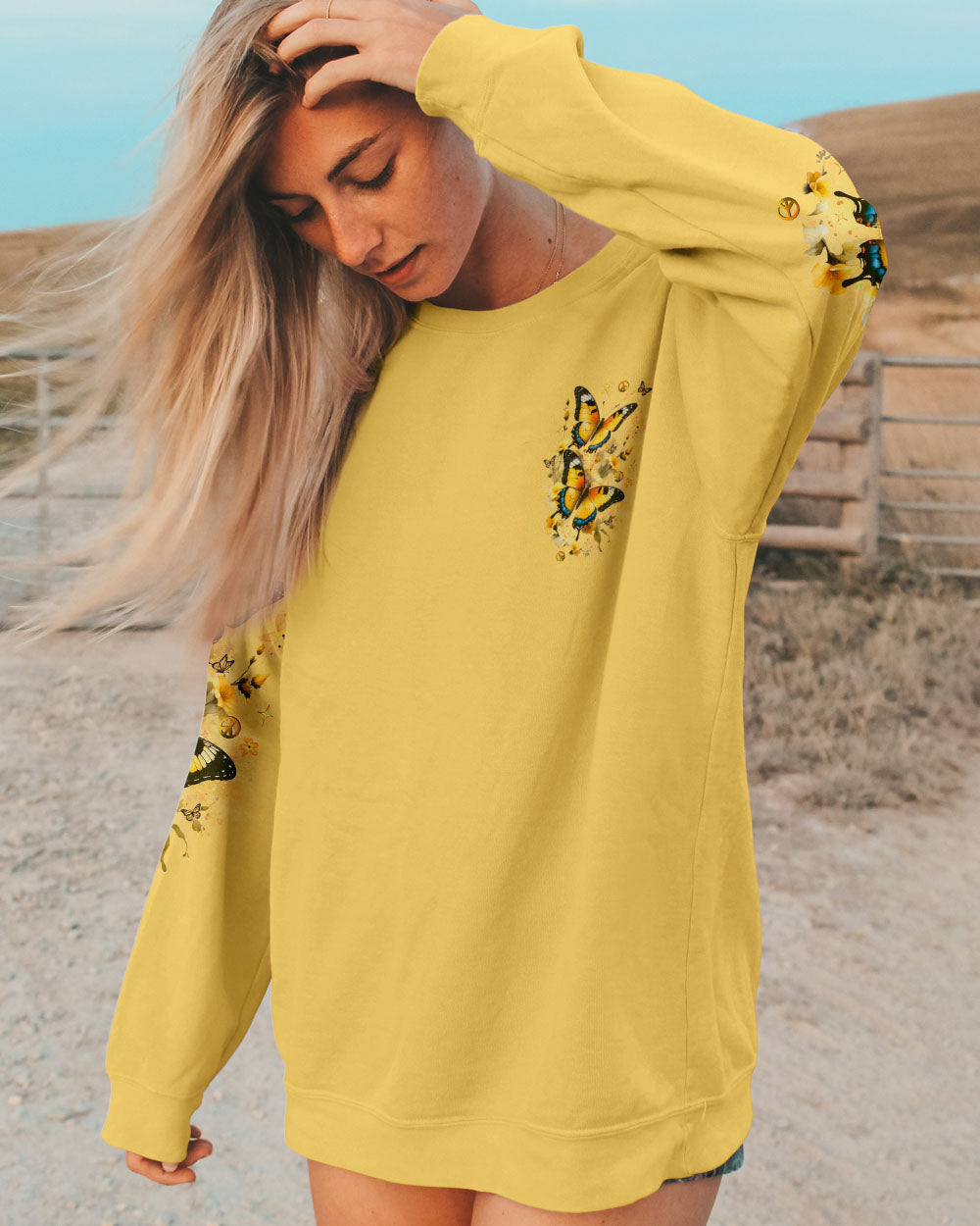 Just Breathe Everything Is Going To Be Okay Inspirational Butterfly AOP Shirts _6_ GnfZa