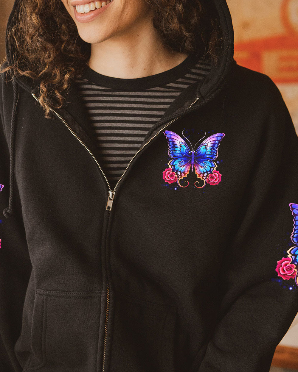 Just Breathe Everything Is Going To Be Okay Inspirational Butterfly Graphic AOP Shirts _8_ hK2II