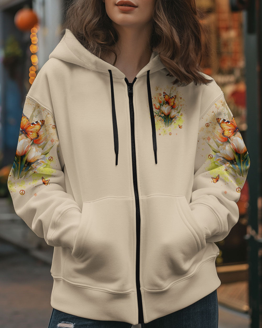 Just Breathe Everything Is Going To Be Okay Inspirational Butterfly Tulip Floral AOP Shirts _10_ 0xyAu