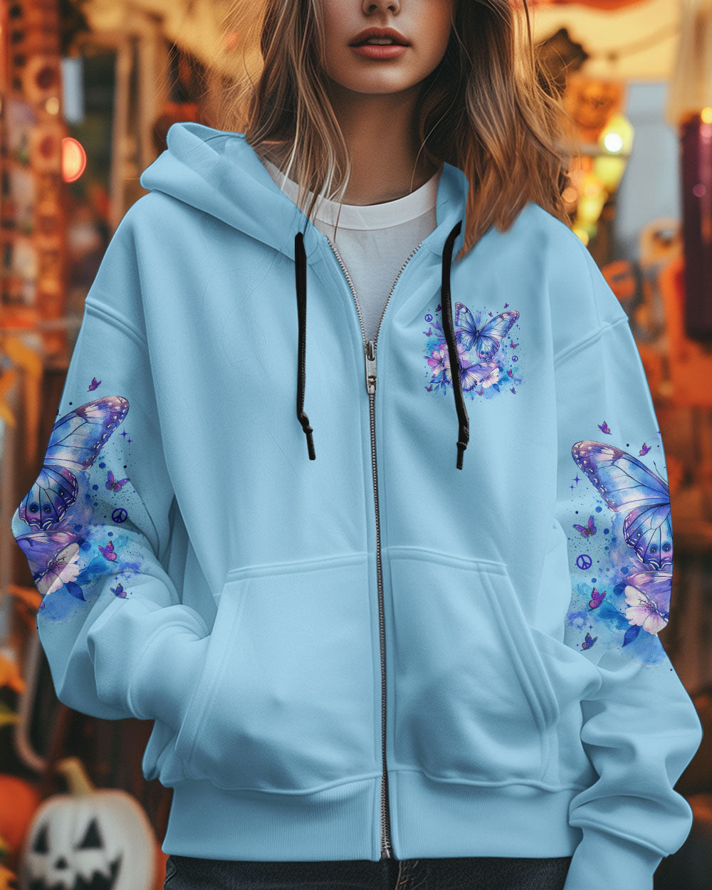 Just Breathe Everything Is Going To Be Okay Light Blue Butterfly AOP Shirts _8_ XR8aE