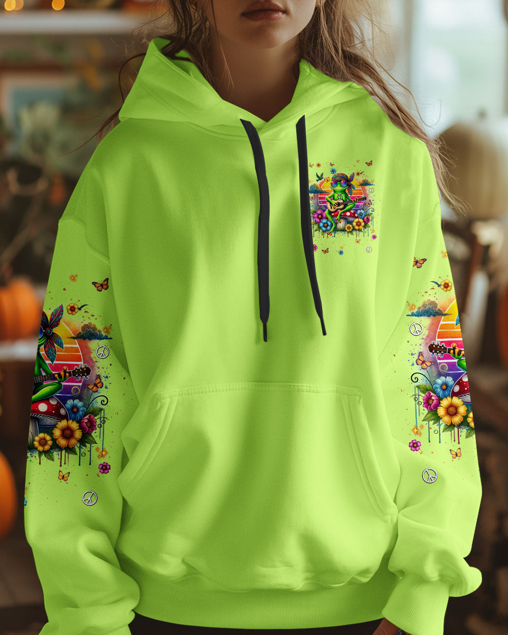 Just Breathe Everything Is Going To Be Okay Peace Frog Playing Guitar AOP Shirts _13_ G2ebK