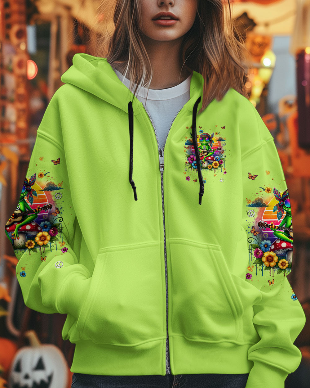 Just Breathe Everything Is Going To Be Okay Peace Frog Playing Guitar AOP Shirts _4_ mChZv