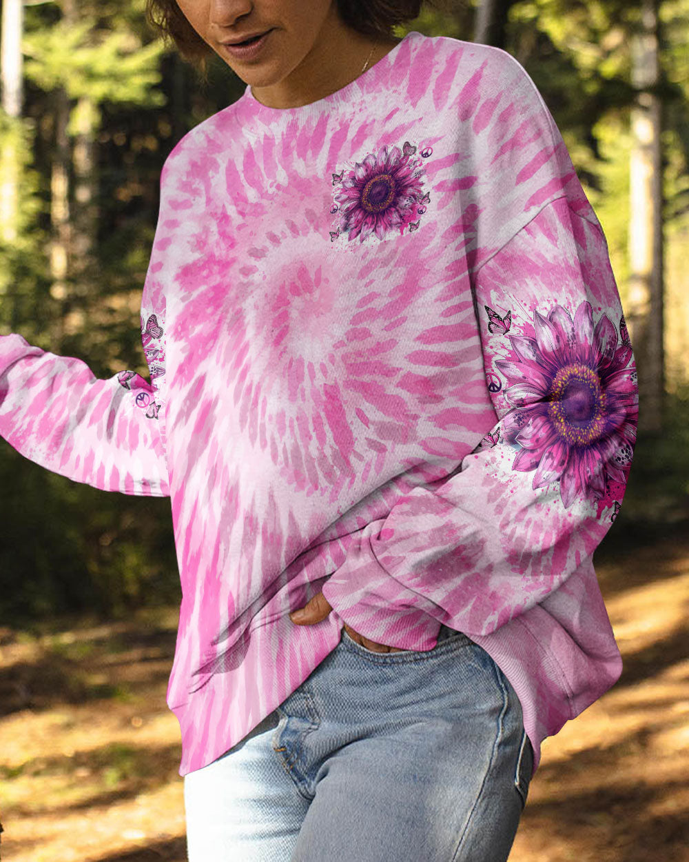 Just Breathe Everything Is Going To Be Okay Pink Tie Dye Sunflower AOP Shirts _2_ KOp3R
