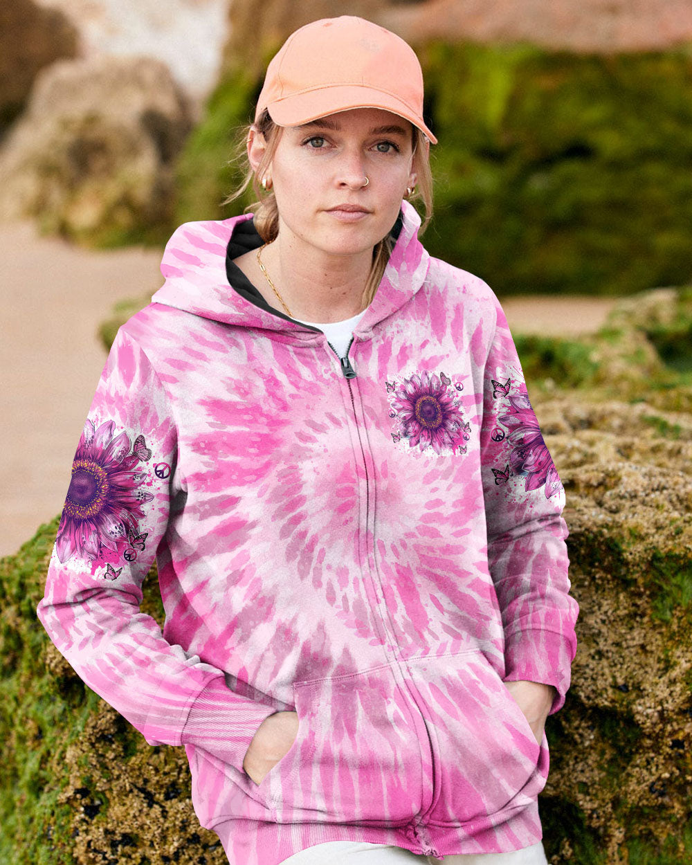 Just Breathe Everything Is Going To Be Okay Pink Tie Dye Sunflower AOP Shirts _4_ IY3Fm