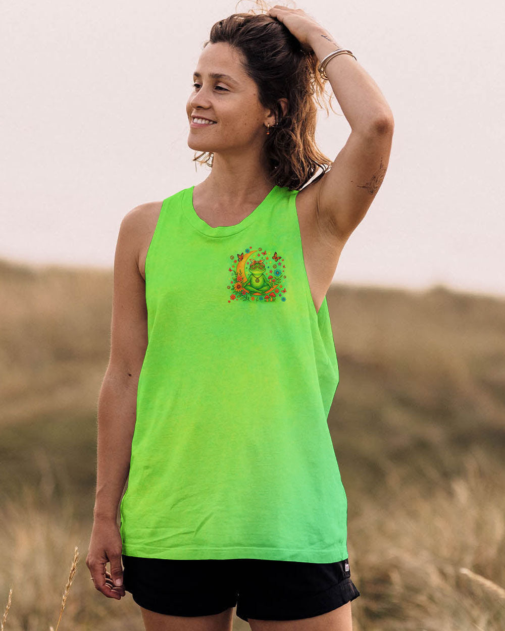 Just Breathe Everything Is Going To Be Okay Tie Dye Frog Graphic Tee for Women AOP Shirts _2_ rADgR
