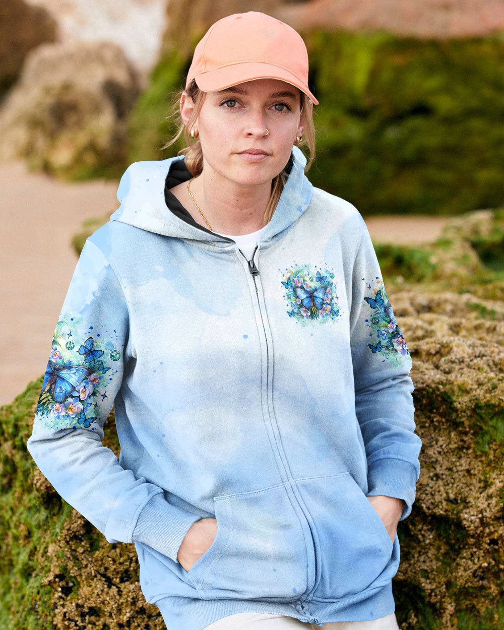 Just Breathe Everything Is Going to Be Okay Blue Butterfly Tie Dye AOP Shirts _11_ fV0Hq