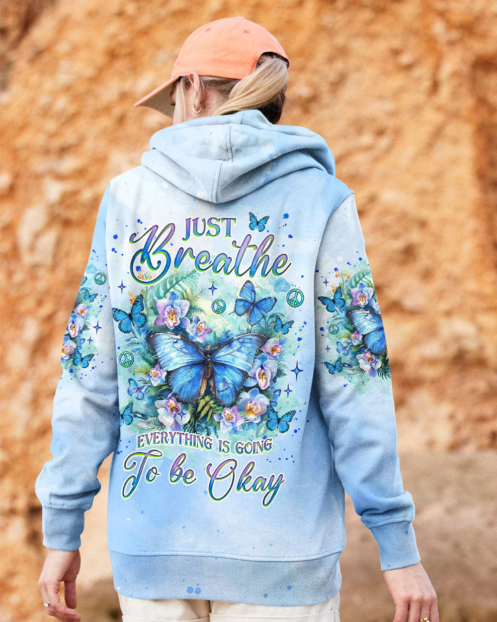 Just Breathe Everything Is Going to Be Okay Blue Butterfly Tie Dye AOP Shirts _2_ cVkYq