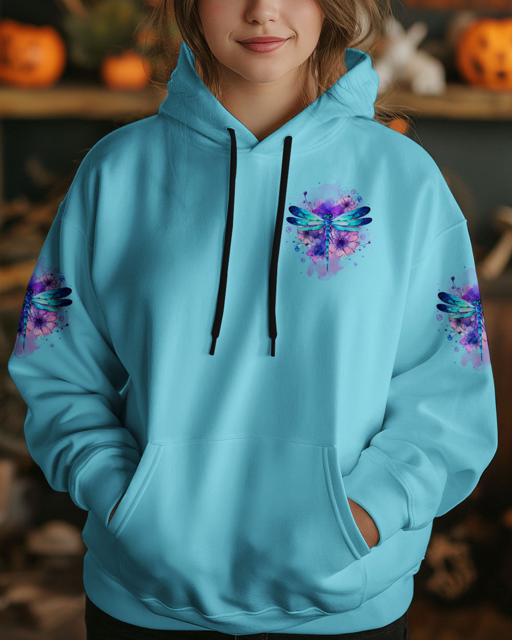 Just Breathe Everything Is Going to Be Okay Blue Dragonfly Peace Floral AOP Shirts _6_ MKr38