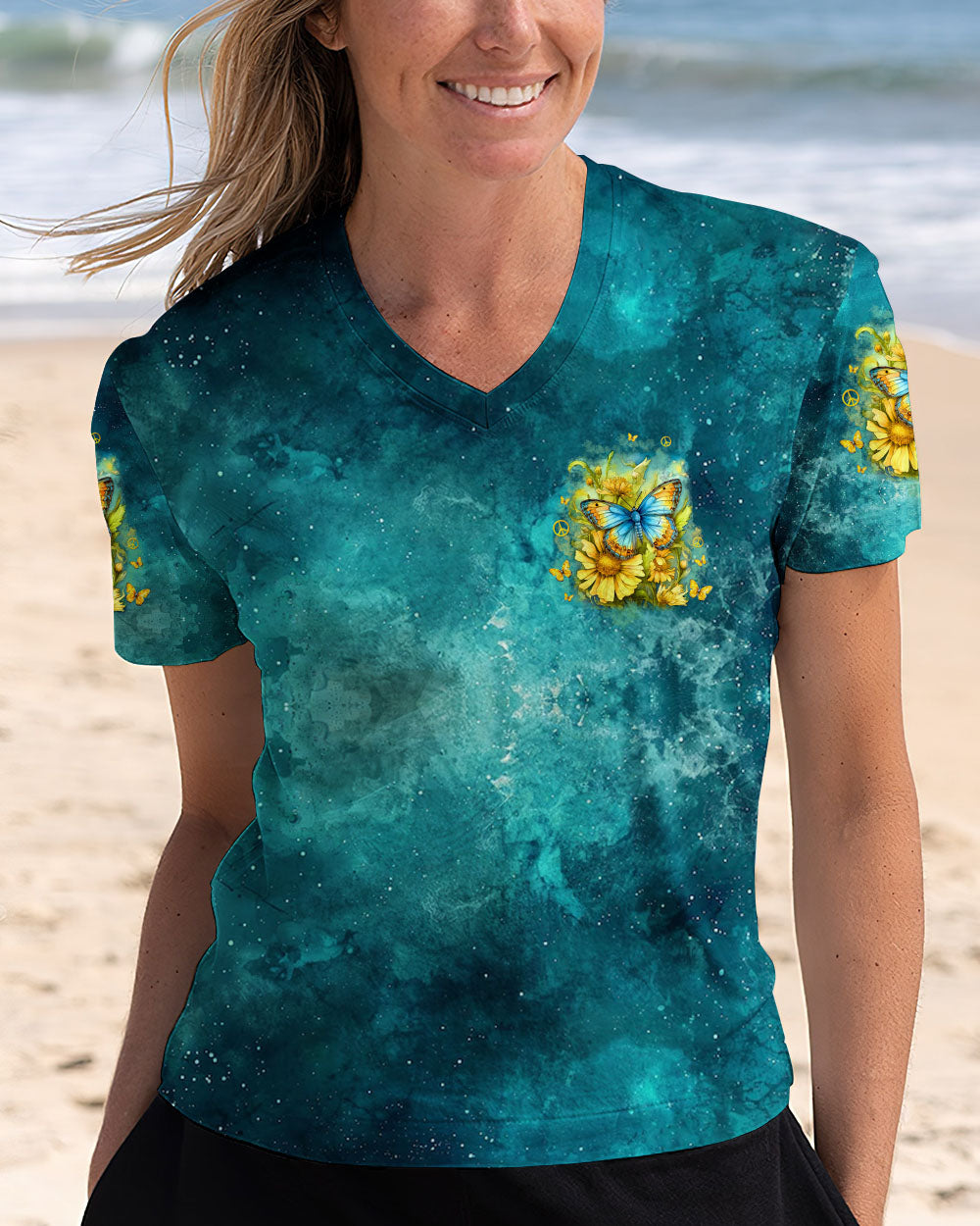 Just Breathe Everything Is Going to Be Okay Butterfly Floral Positivity AOP Shirts _12_ Ktv4X