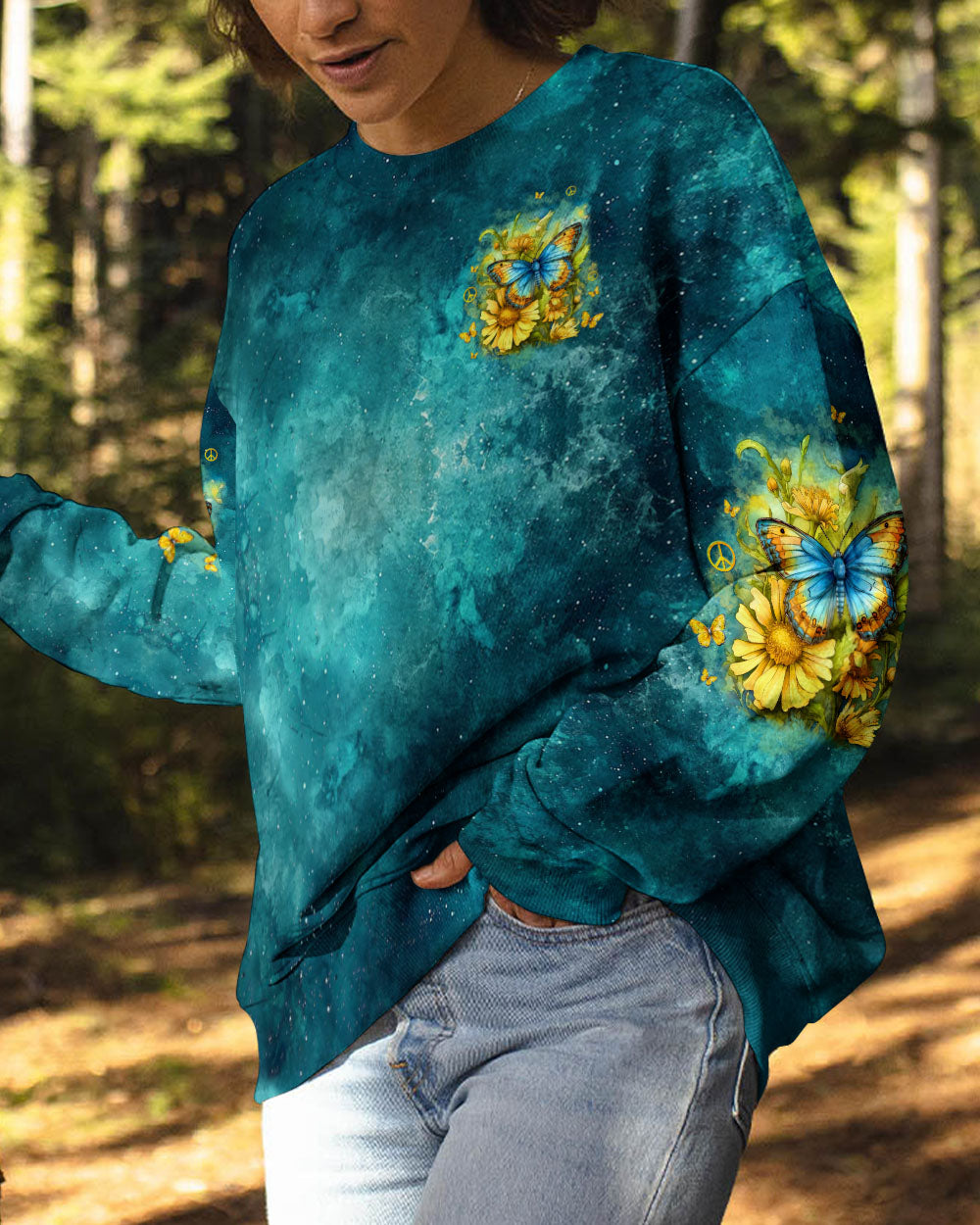 Just Breathe Everything Is Going to Be Okay Butterfly Floral Positivity AOP Shirts _2_ umORi