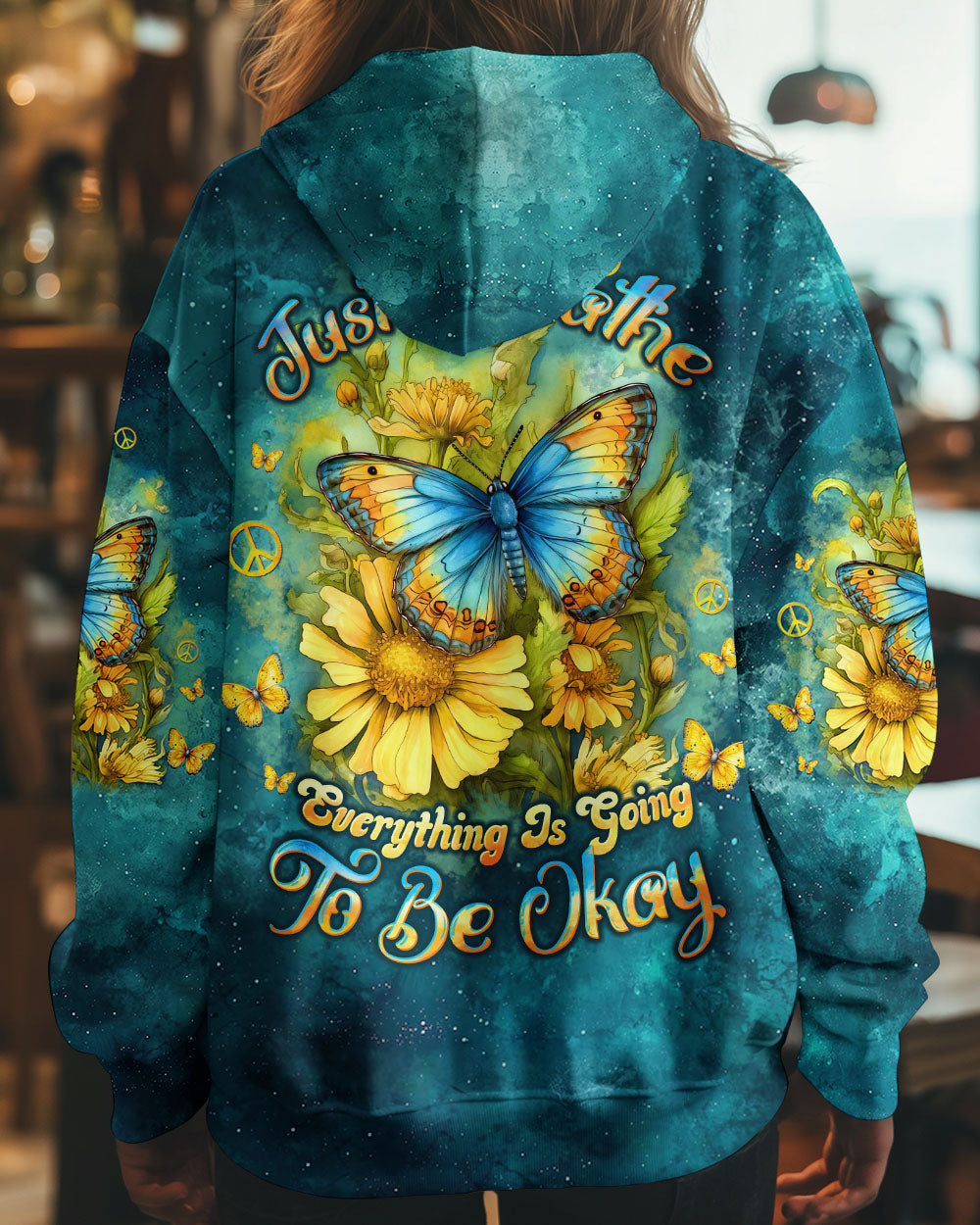 Just Breathe Everything Is Going to Be Okay Butterfly Floral Positivity AOP Shirts _8_ Vff05