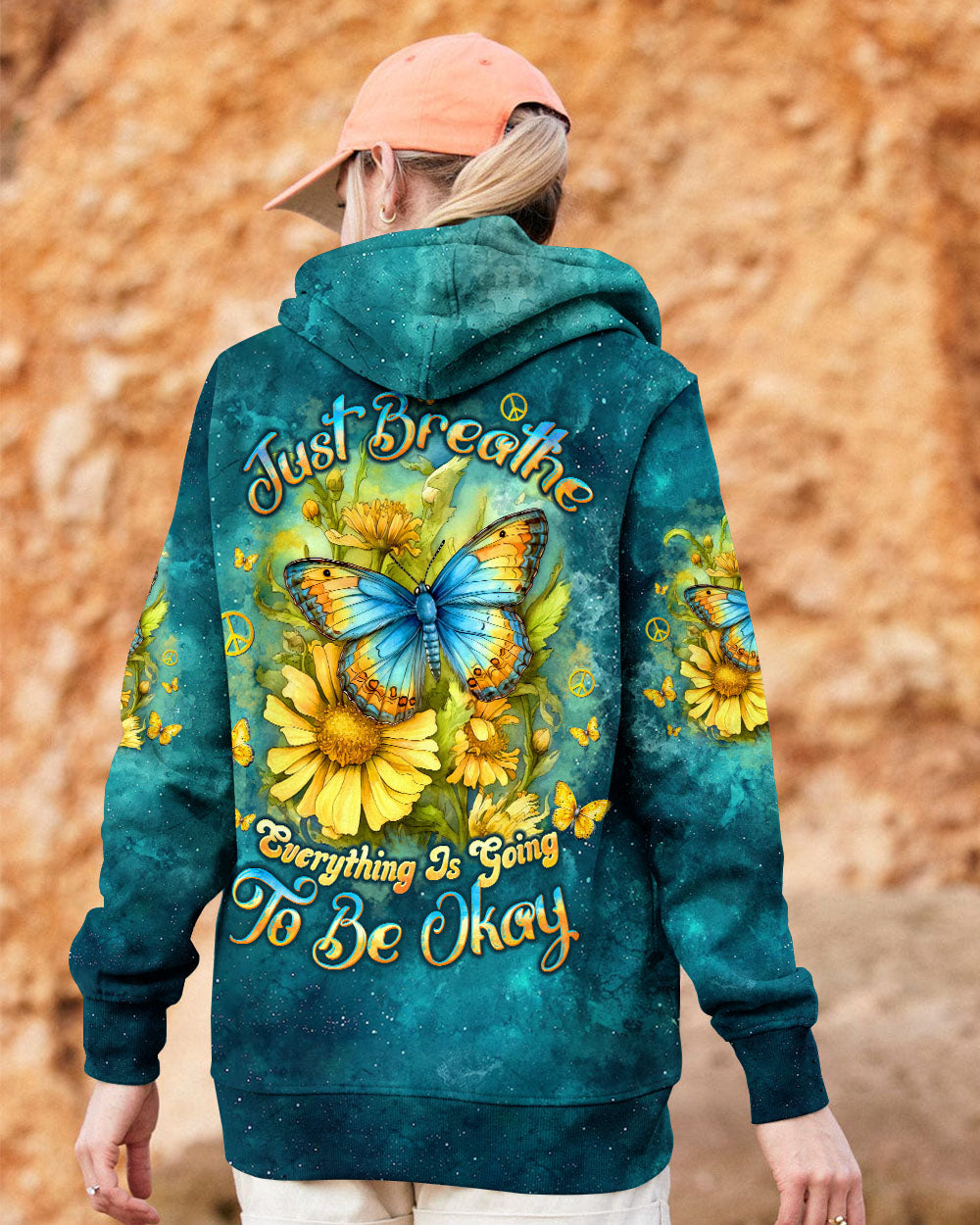 Just Breathe Everything Is Going to Be Okay Butterfly Floral Positivity AOP Shirts _9_ Flajq