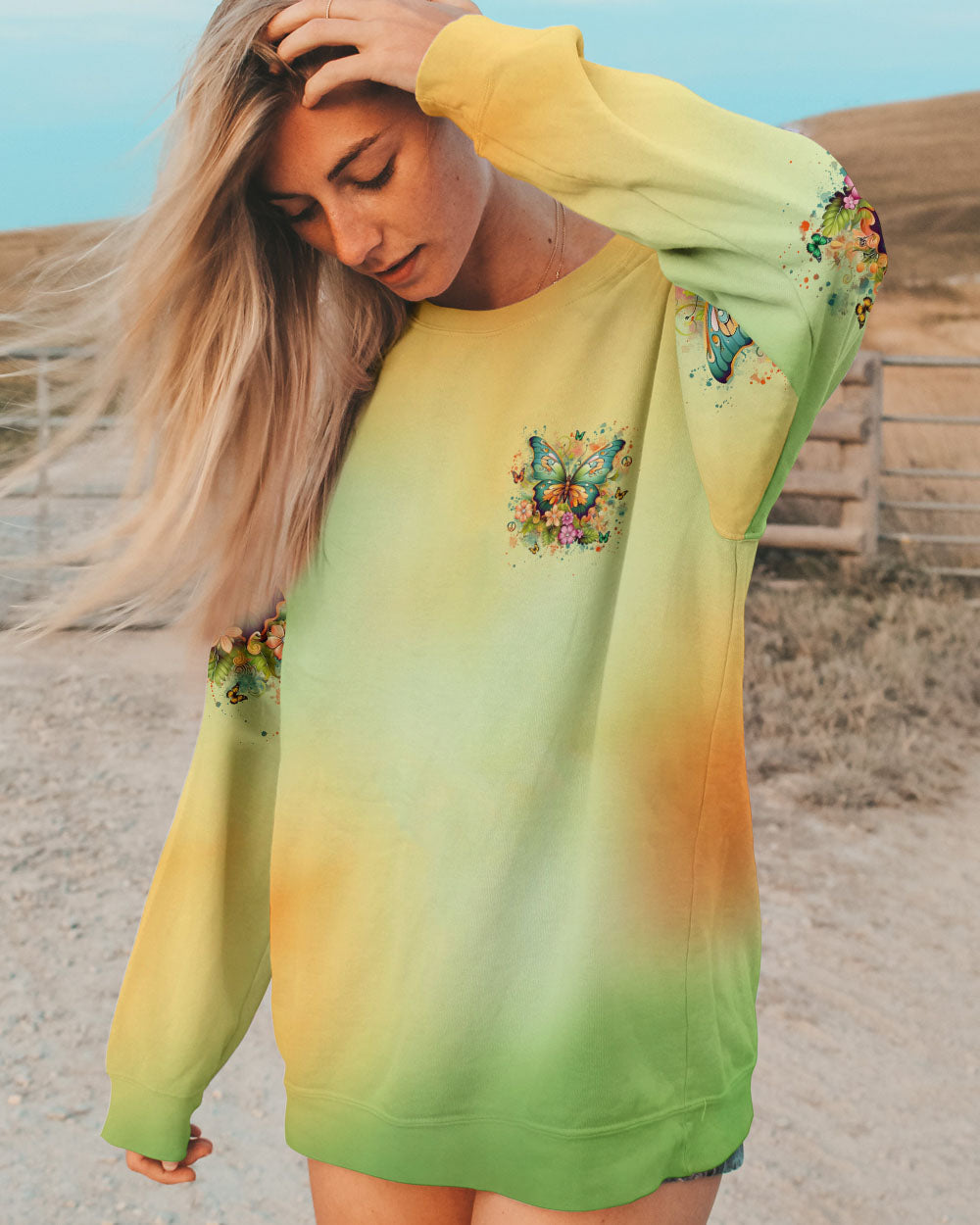 Just Breathe Everything Is Going to Be Okay Butterfly and Floral AOP Shirts _6_ w8IkF