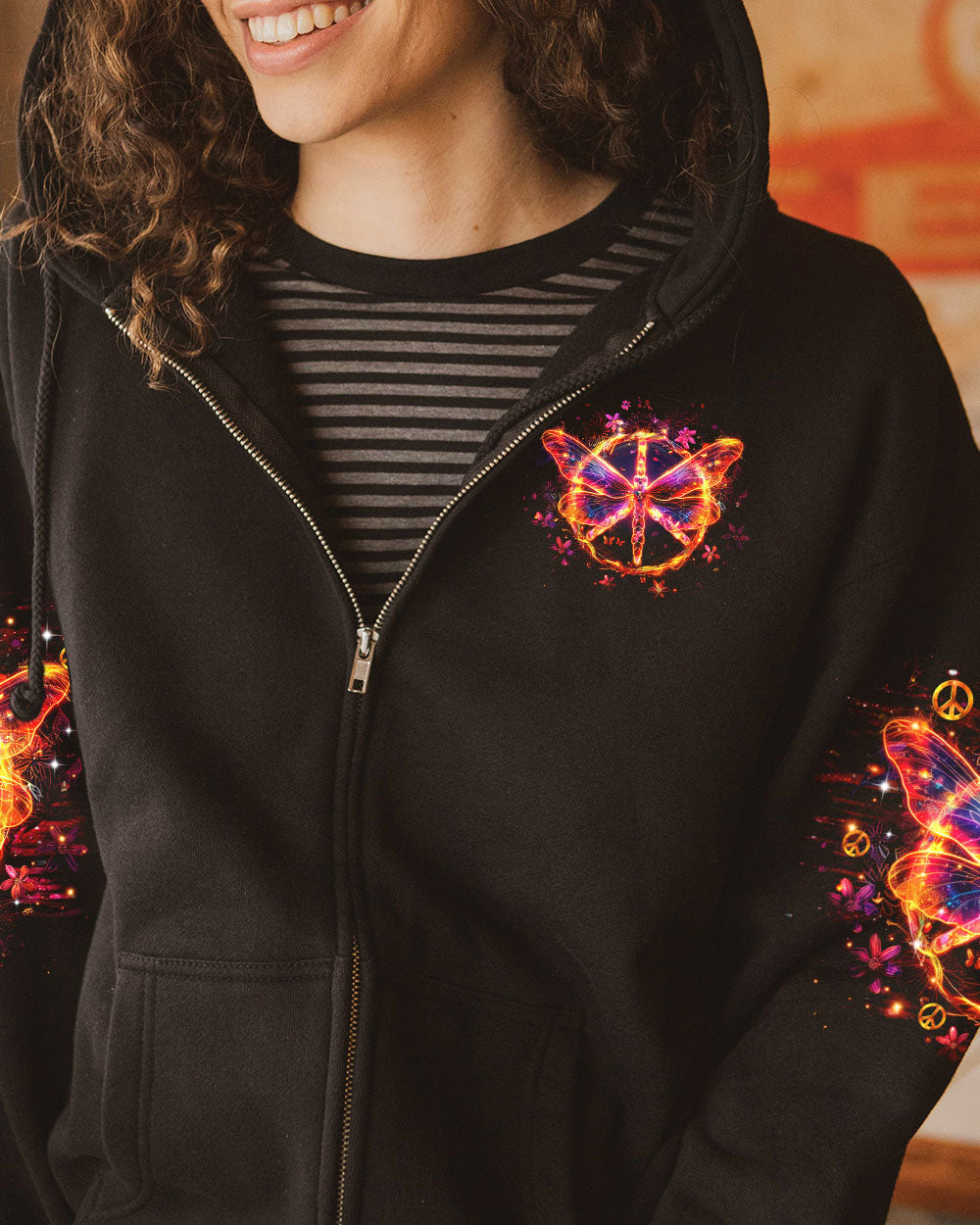 Just Breathe Everything Is Going to Be Okay Butterfly and Peace Sign Motivational AOP Shirts _8_ IPBoc