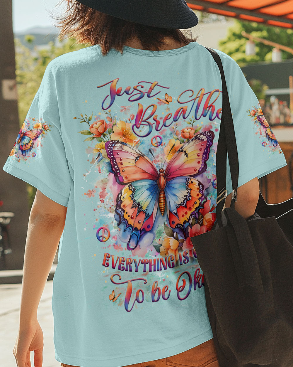 Just Breathe Everything Is Going to Be Okay Colorful Butterfly AOP Shirts _13_ kGSnf